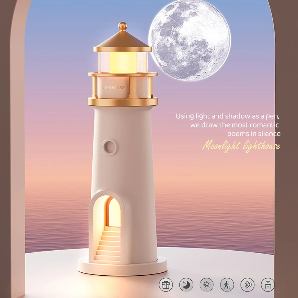 Viral Vault™ Night Lights Moon Projection Lighthouse