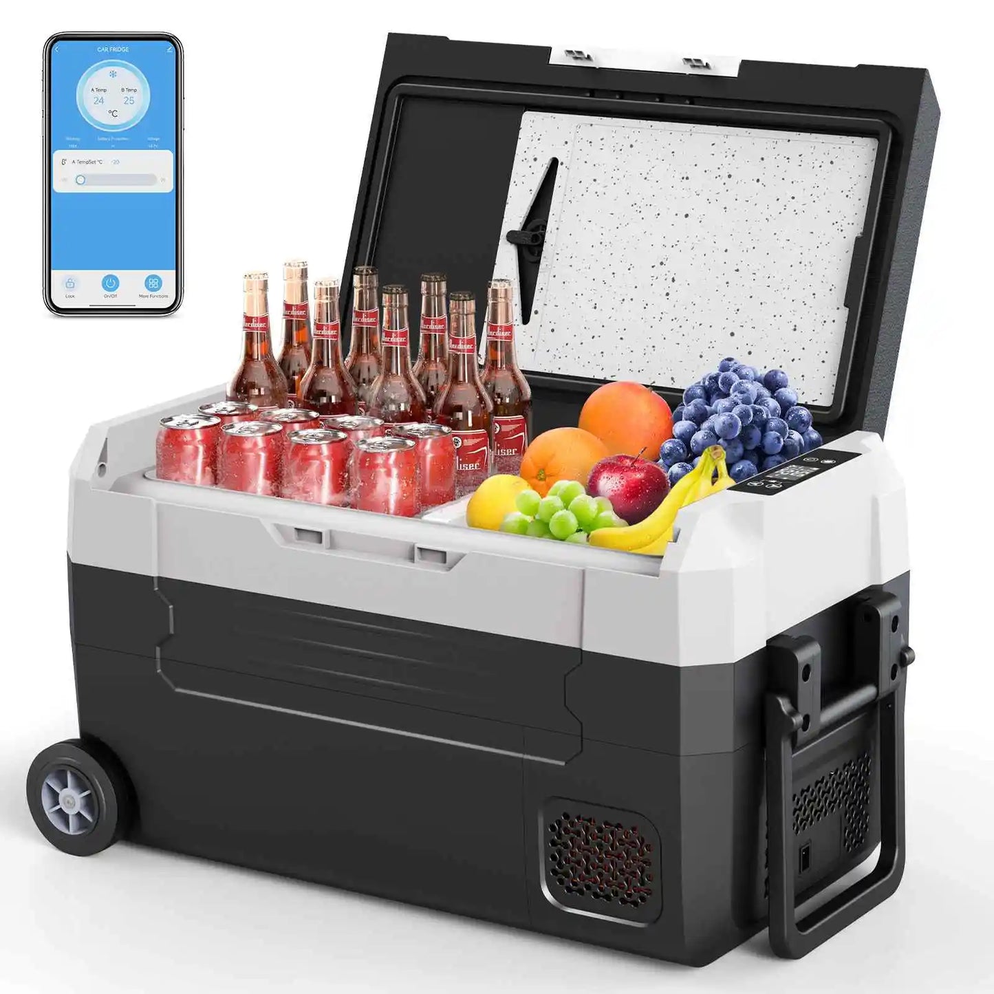 Viral Vault™ Dual Zone Portable Car Fridge with Wheels