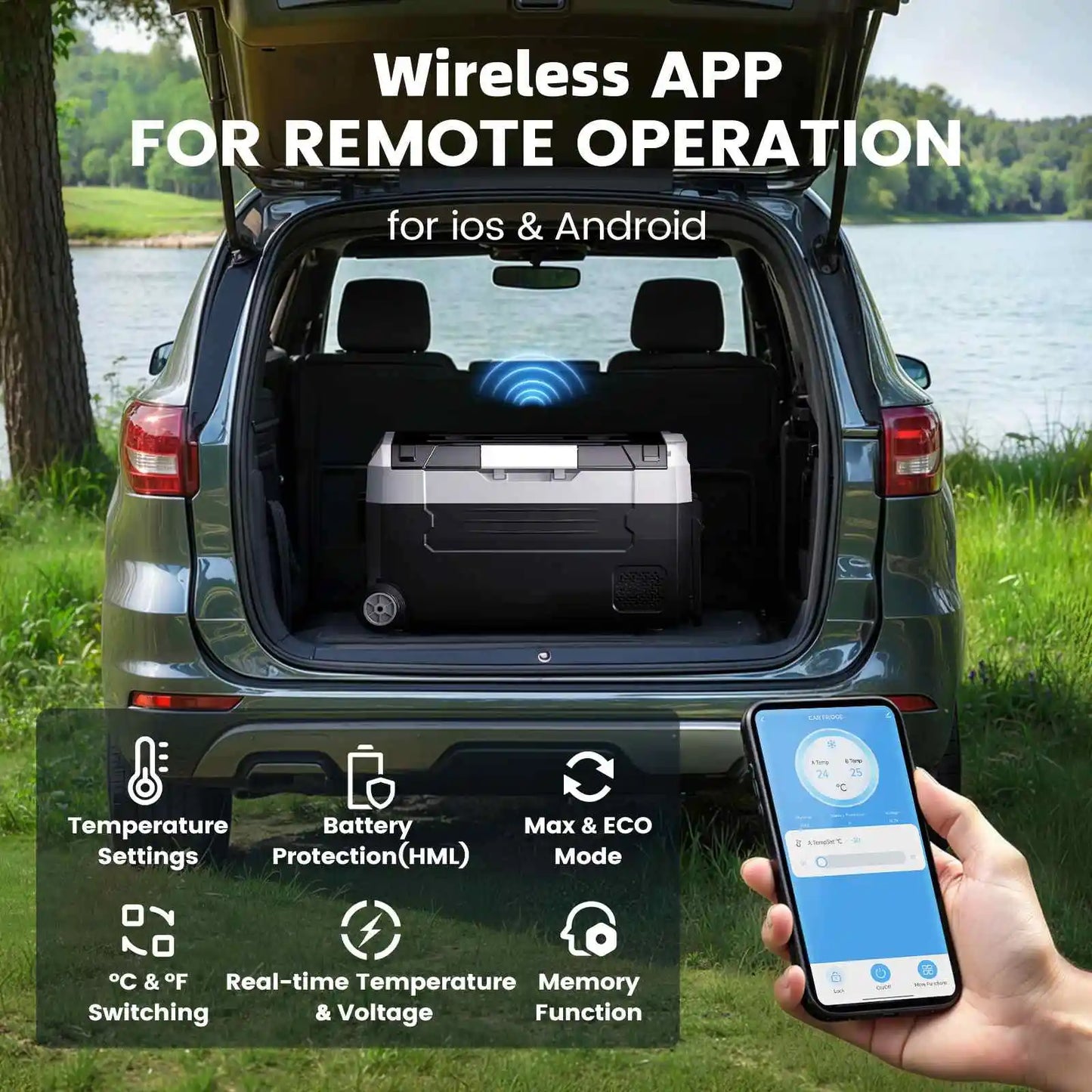 Viral Vault™ Dual Zone Portable Car Fridge with Wheels