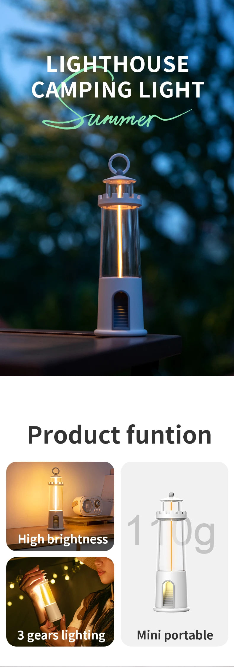 Viral Vault™ Night Lights Moon Projection Lighthouse