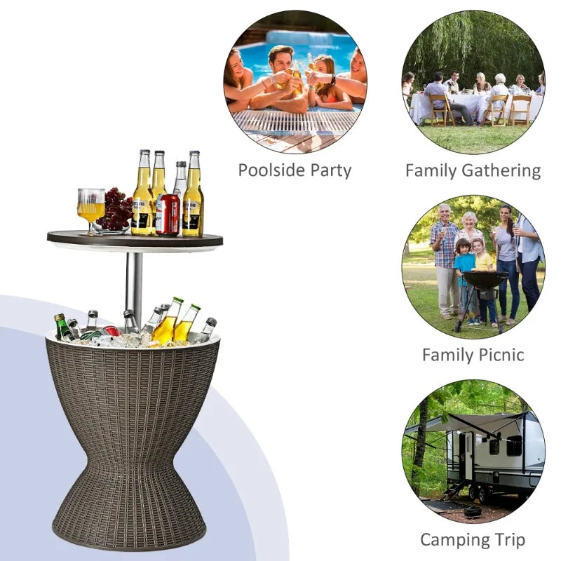 Viral Vault™ Patio Rattan Cooler Bar Table