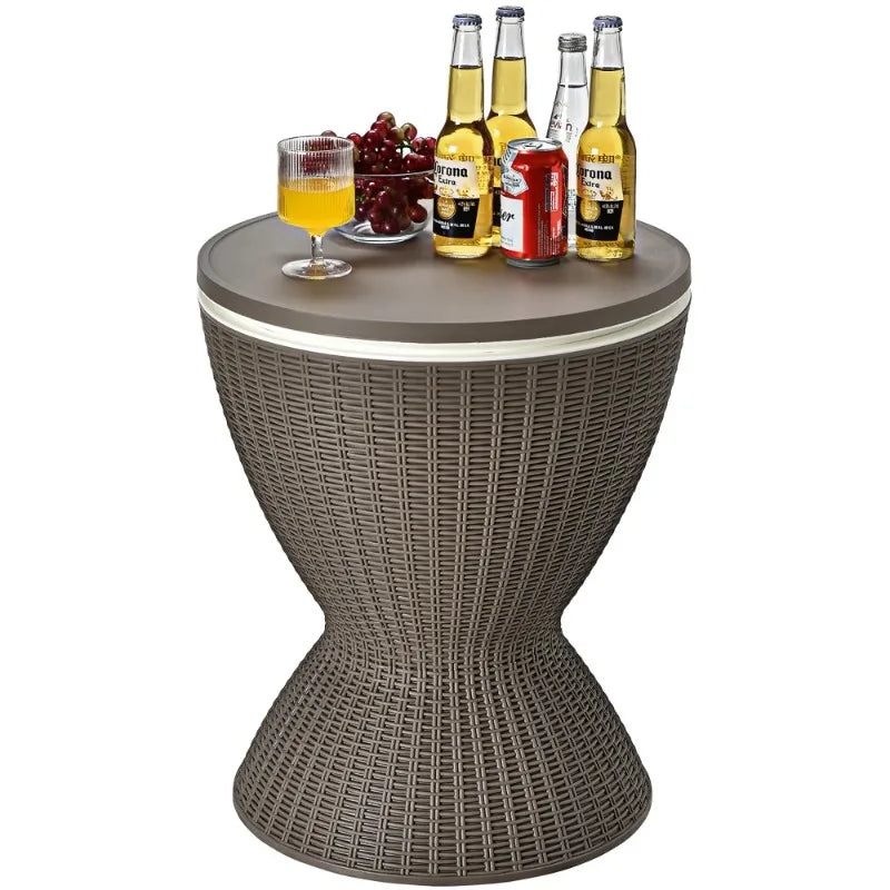 Viral Vault™ Patio Rattan Cooler Bar Table