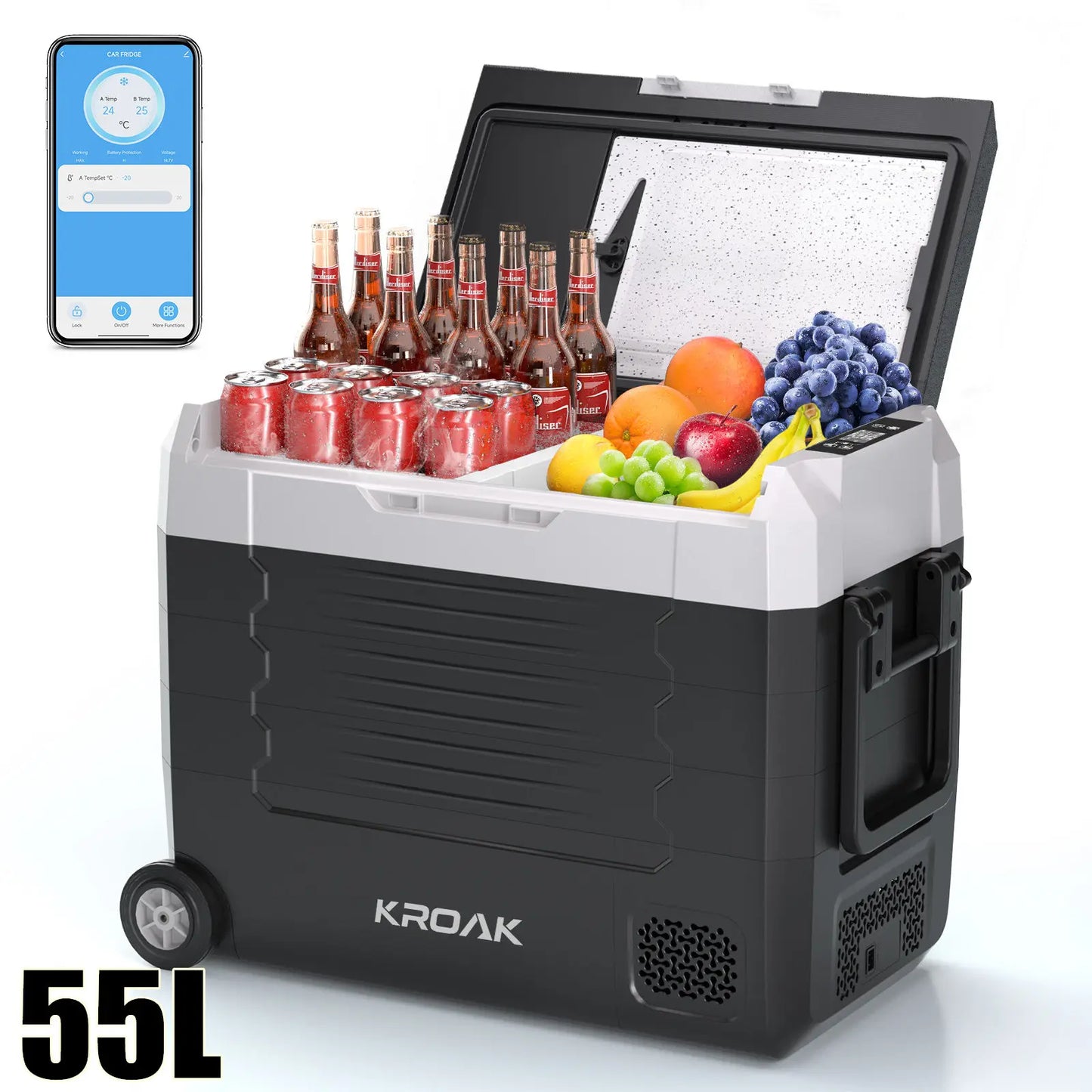 Viral Vault™ Dual Zone Portable Car Fridge with Wheels