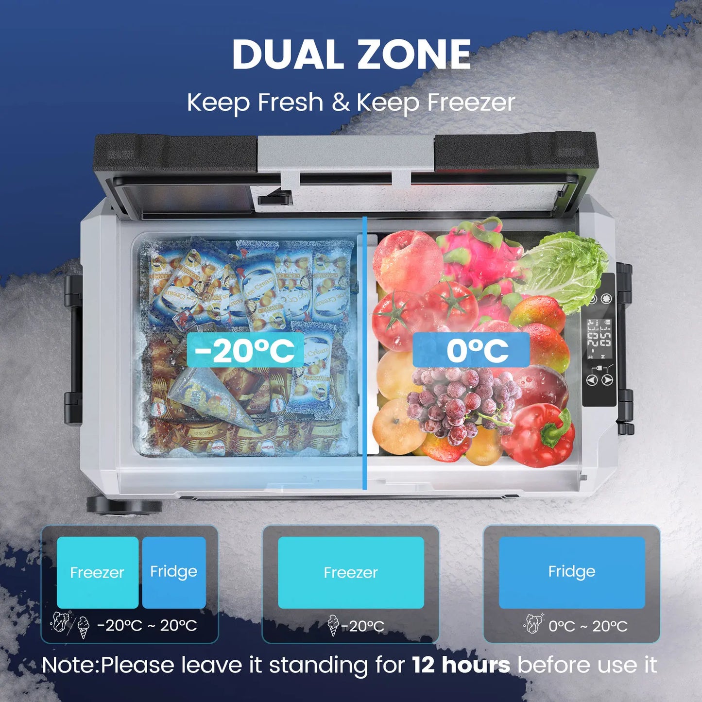 Viral Vault™ Dual Zone Portable Car Fridge with Wheels