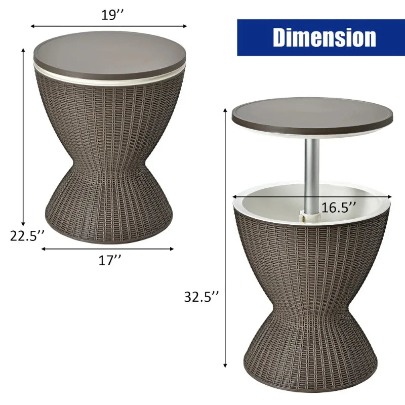 Viral Vault™ Patio Rattan Cooler Bar Table