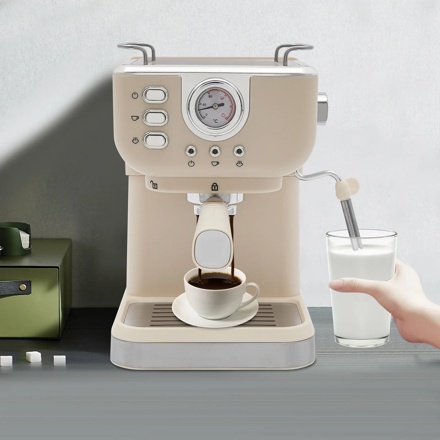Viral Vault™ Espresso Machine with Milk Frothier