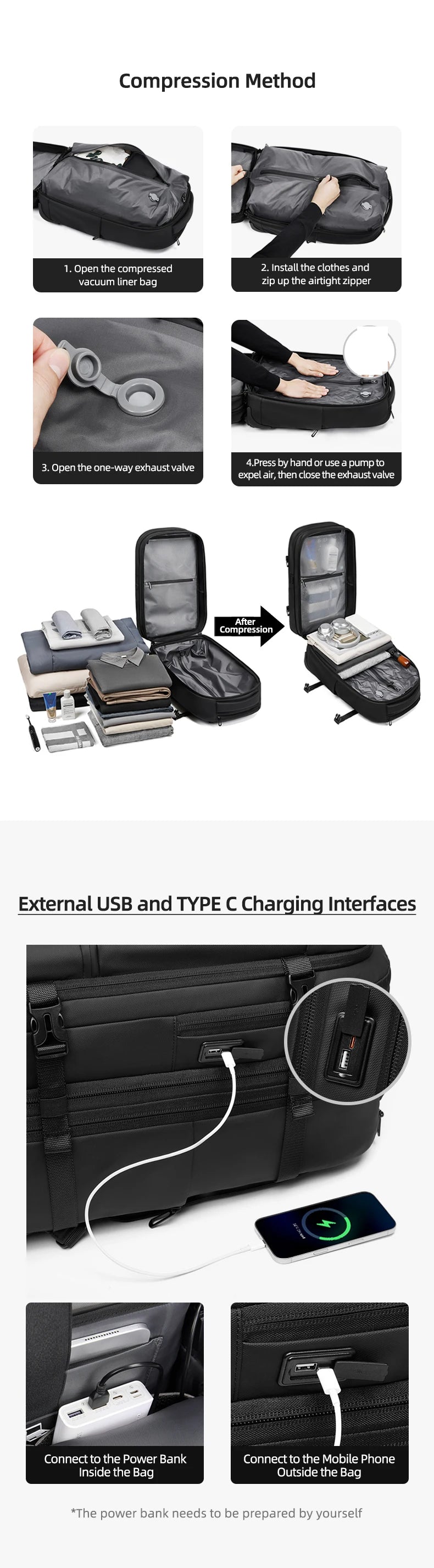Viral Vault™ vacuum compression business backpacks