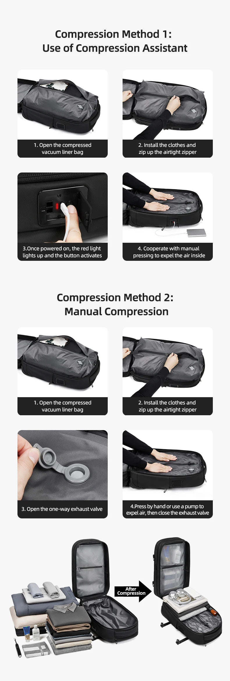 Viral Vault™ vacuum compression business backpacks
