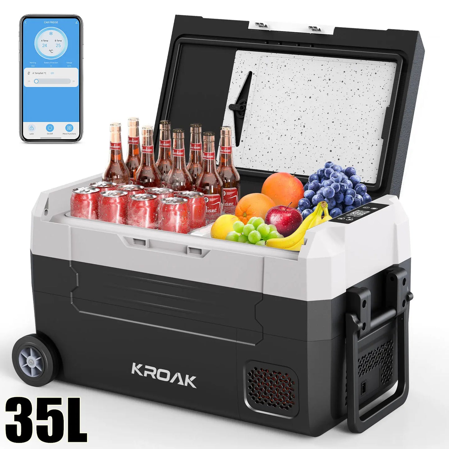Viral Vault™ Dual Zone Portable Car Fridge with Wheels