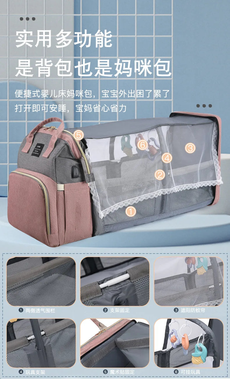 Viral Vault™ Mommy Bag Lightweight Portable Folding Crib