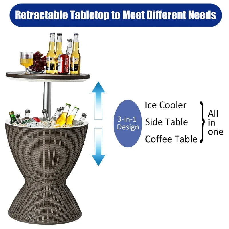 Viral Vault™ Patio Rattan Cooler Bar Table