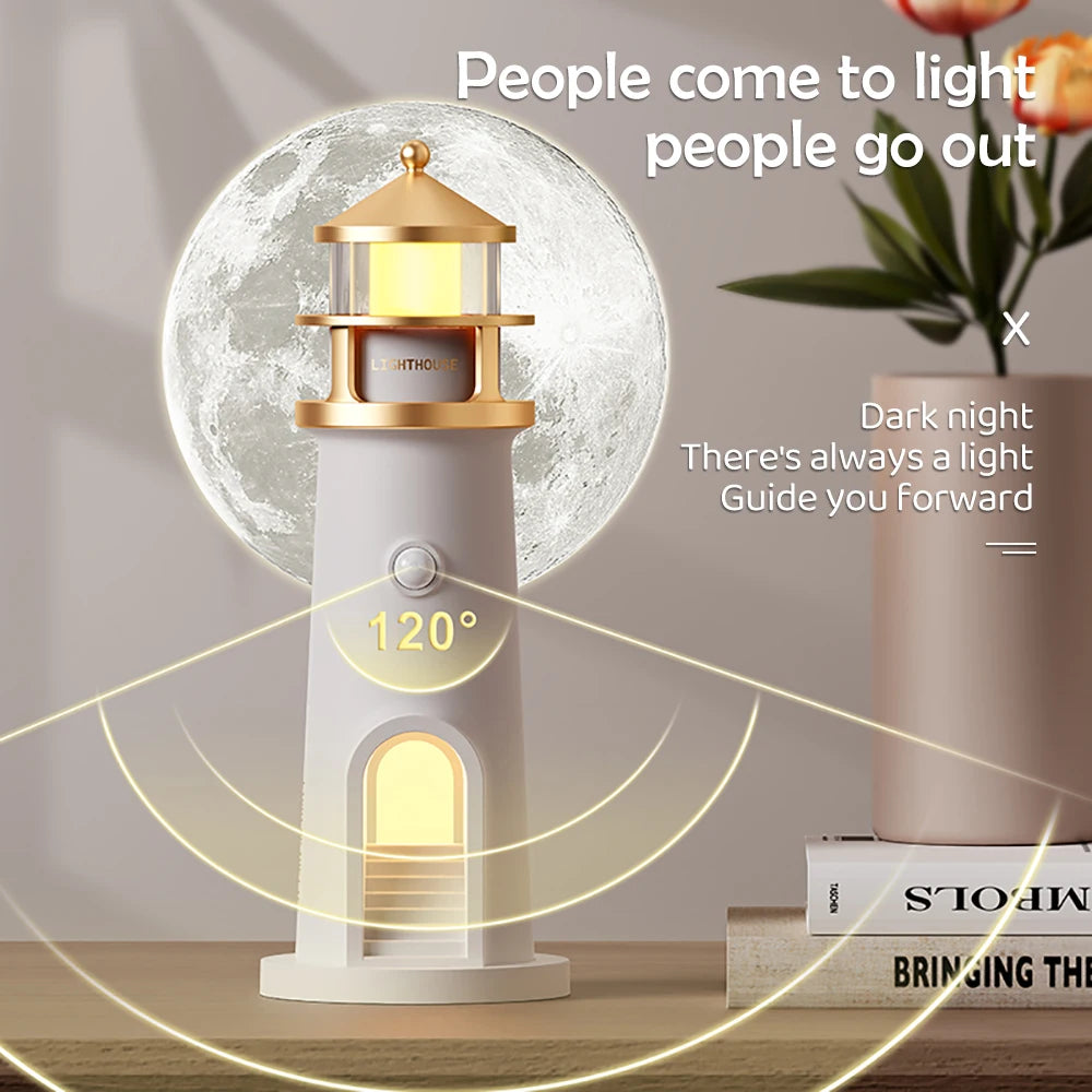 Viral Vault™ Night Lights Moon Projection Lighthouse