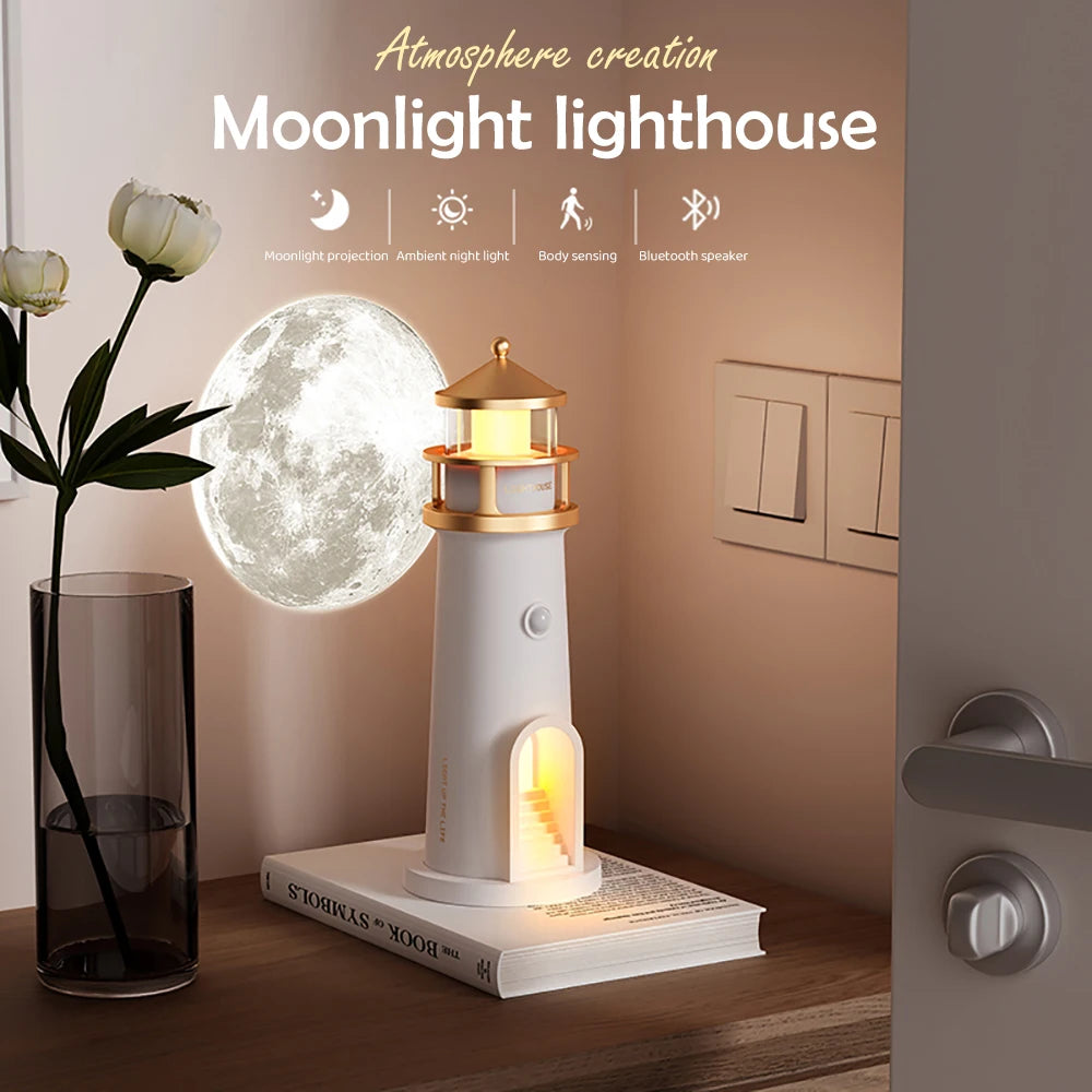 Viral Vault™ Night Lights Moon Projection Lighthouse