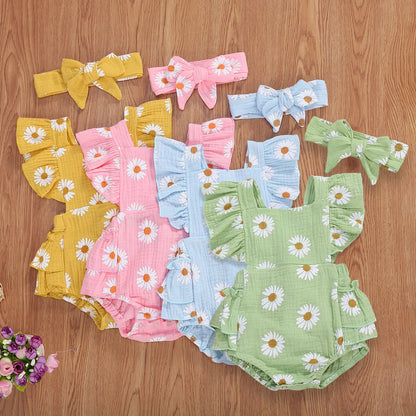 Viral Vault™  Newborn Baby Girls Daisy Romper