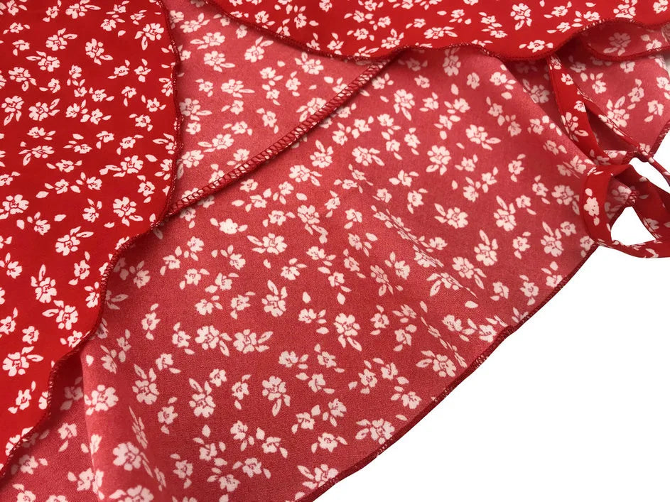 Viral Vault™   Sweet Elegant Floral Ruffles V-neck Bandage Short Dress