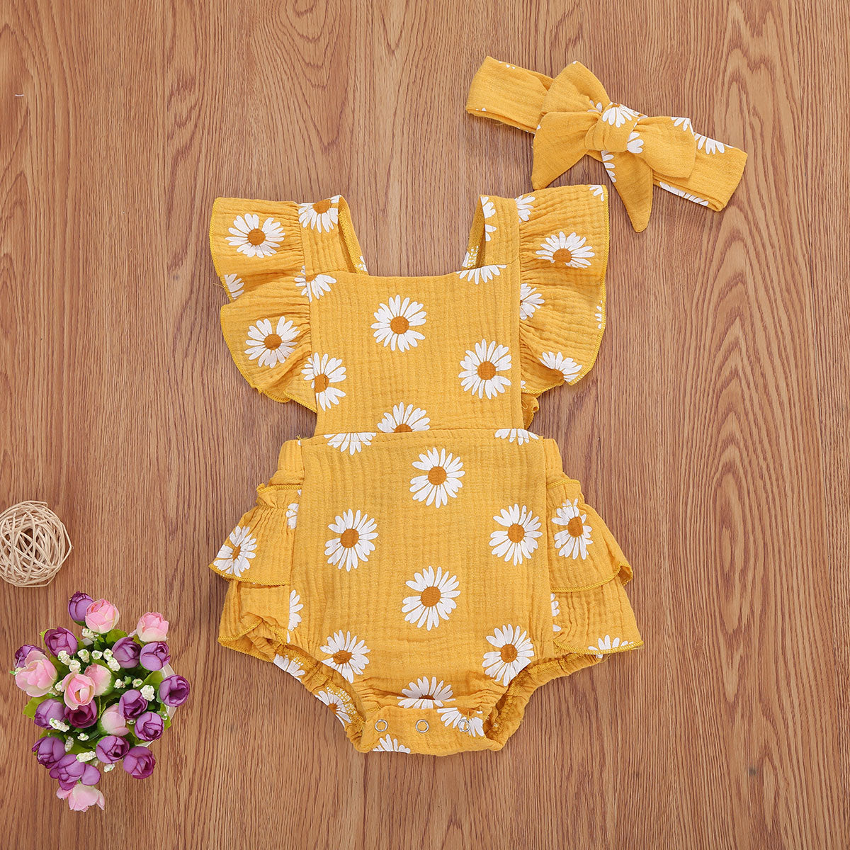 Viral Vault™  Newborn Baby Girls Daisy Romper