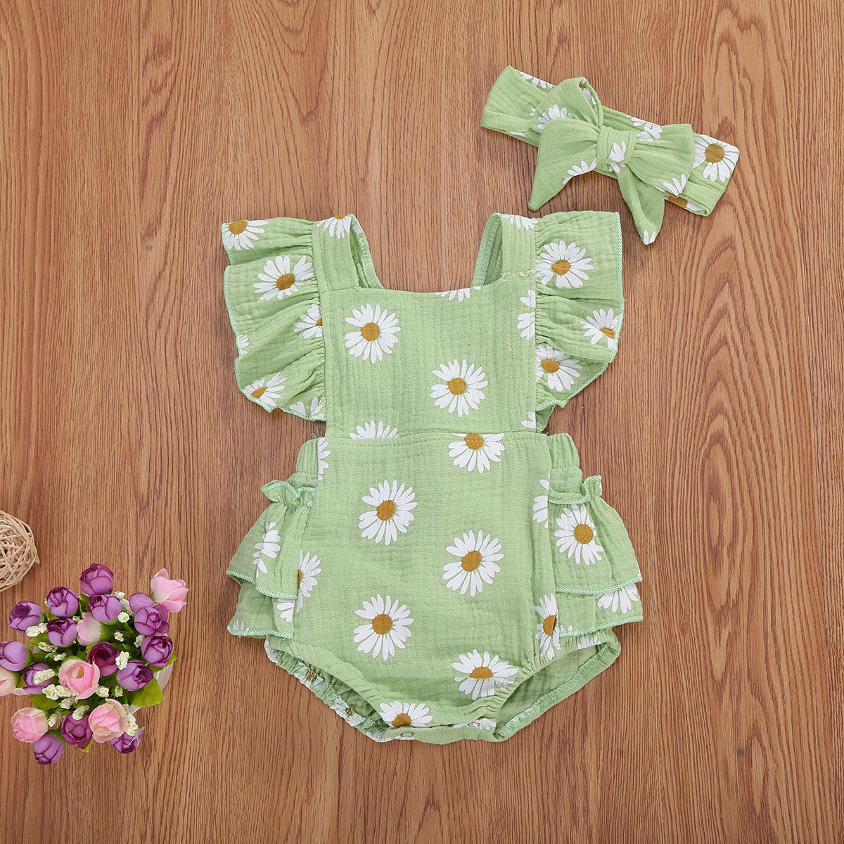 Viral Vault™  Newborn Baby Girls Daisy Romper