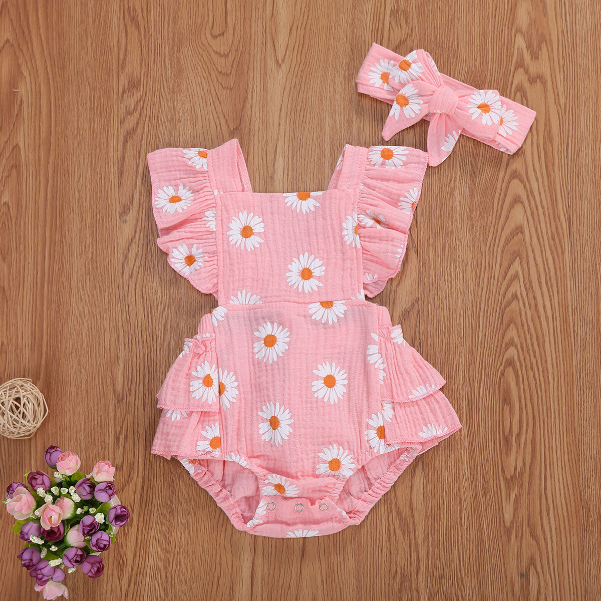 Viral Vault™  Newborn Baby Girls Daisy Romper