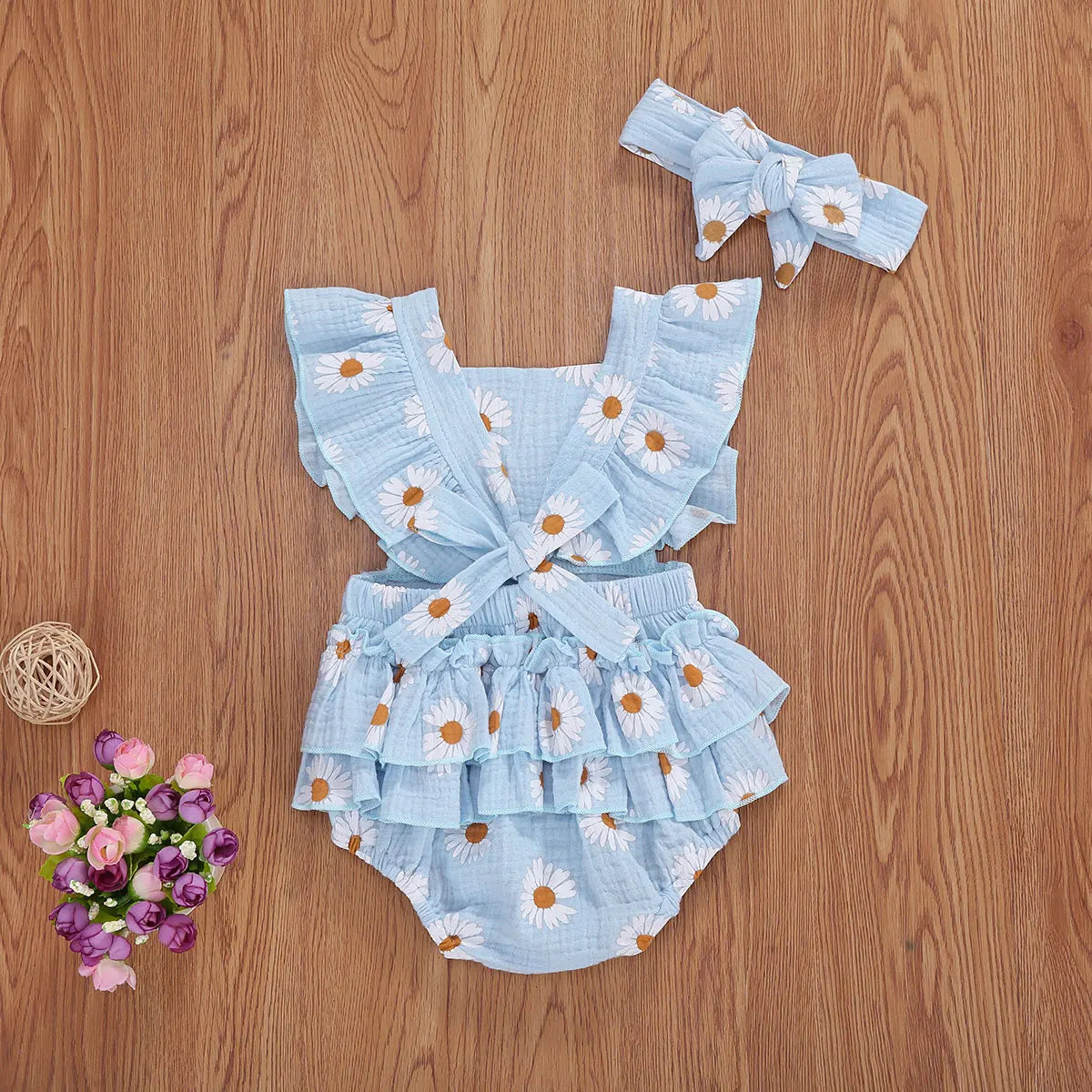 Viral Vault™  Newborn Baby Girls Daisy Romper