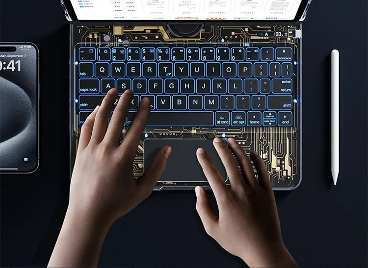 Viral Vault™ Clear Rotating iPad Keyboard Case