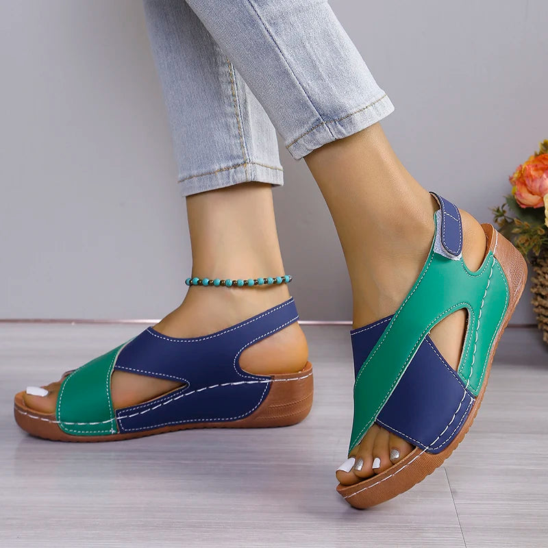Viral Vault™  Contrast Color Wedge Sandals