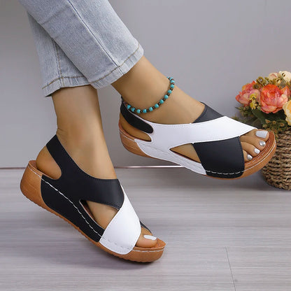 Viral Vault™  Contrast Color Wedge Sandals