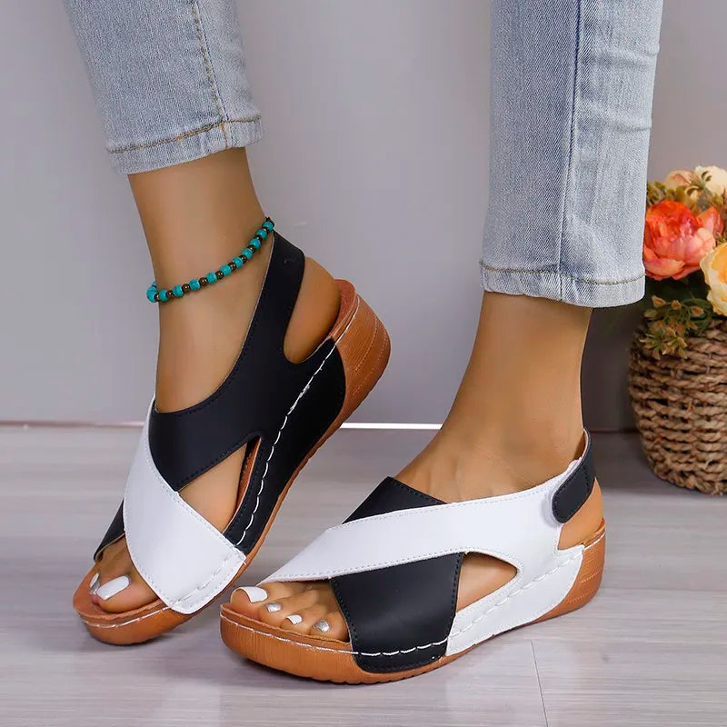 Viral Vault™  Contrast Color Wedge Sandals