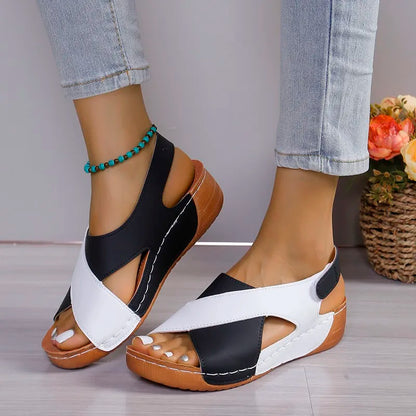 Viral Vault™  Contrast Color Wedge Sandals
