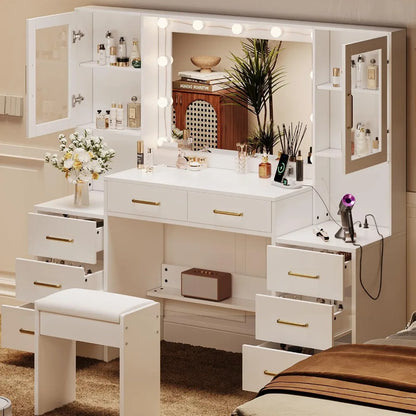 Viral Vault™ White Vanity with Mirror