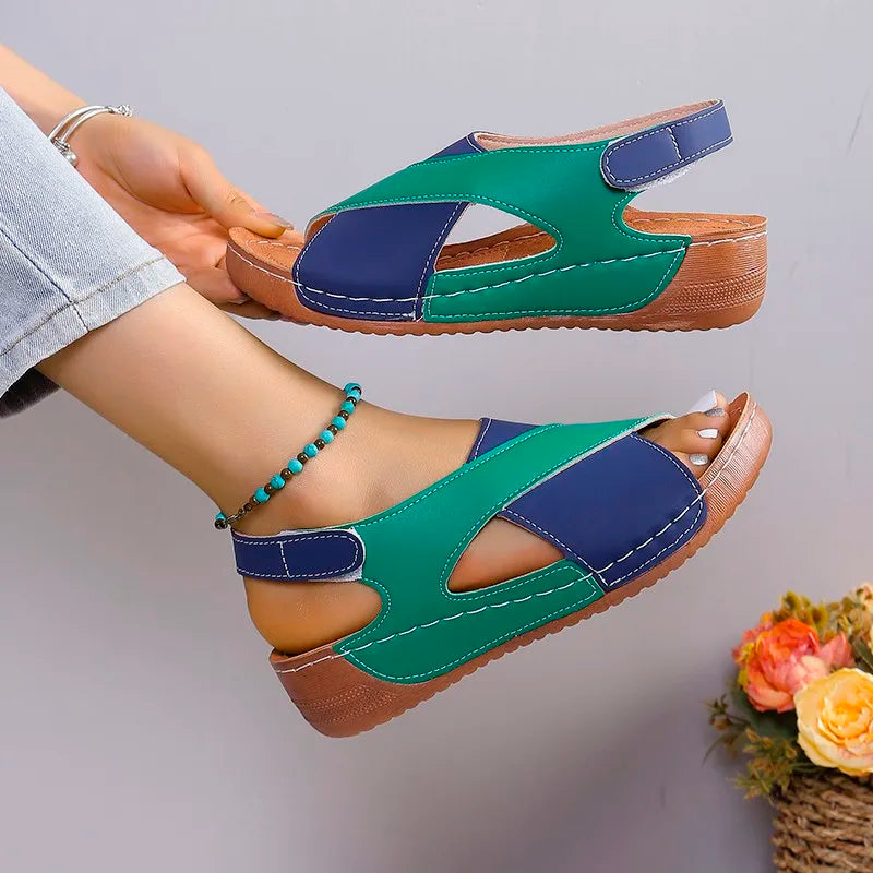 Viral Vault™  Contrast Color Wedge Sandals