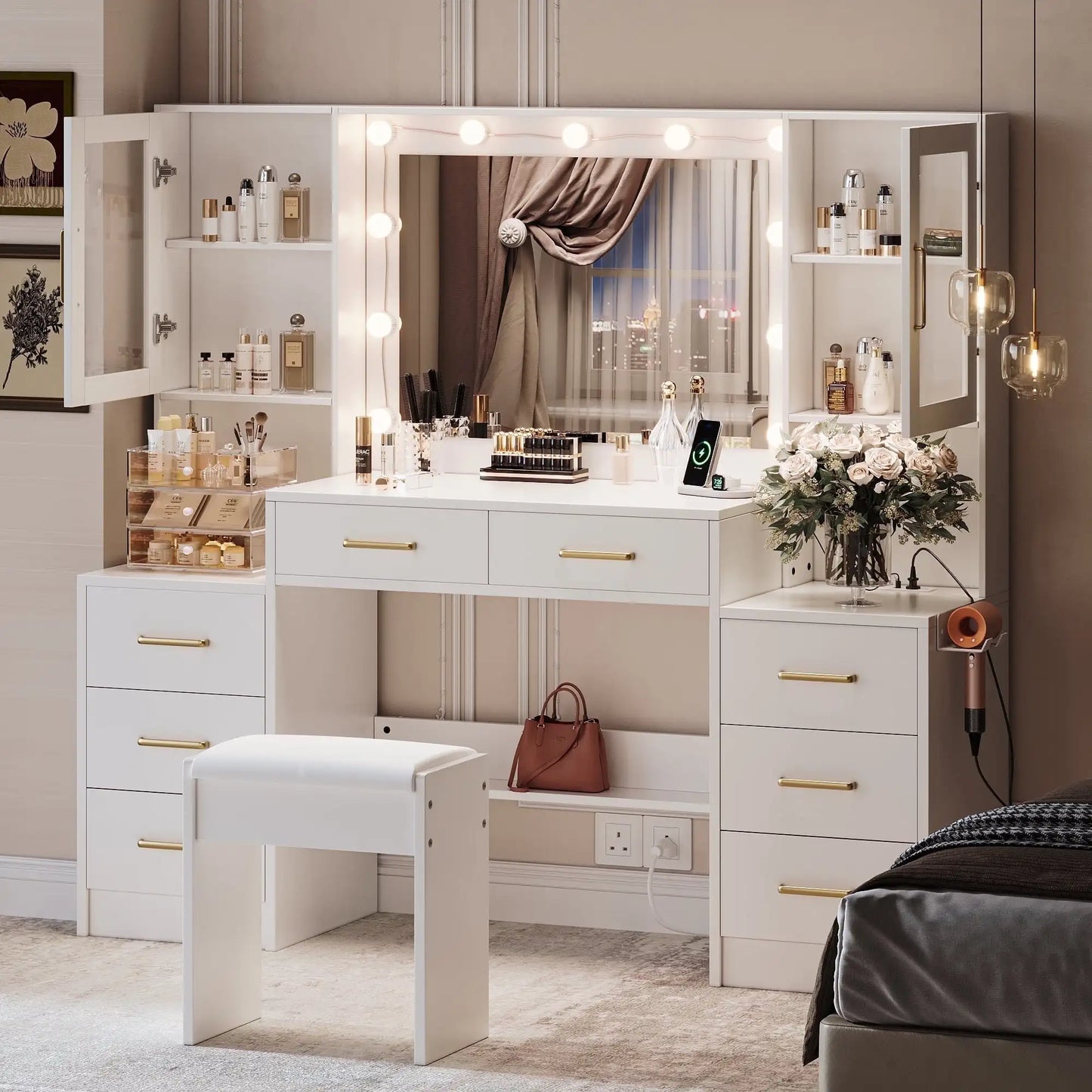 Viral Vault™ White Vanity with Mirror