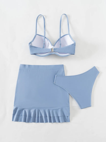 Viral Vault™ Women's Sky Blue Three Piece Swimsuit