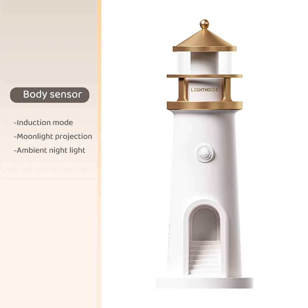 Viral Vault™ Night Lights Moon Projection Lighthouse