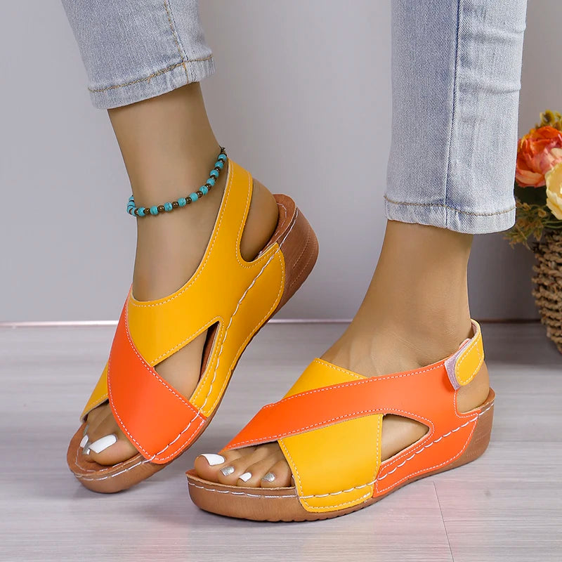 Viral Vault™  Contrast Color Wedge Sandals