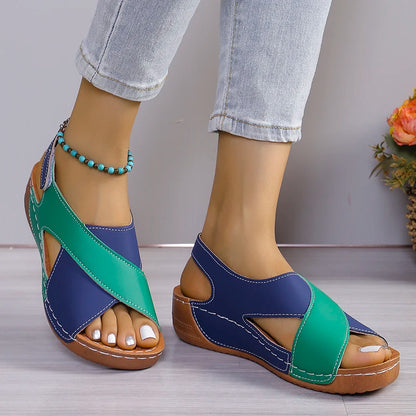 Viral Vault™  Contrast Color Wedge Sandals
