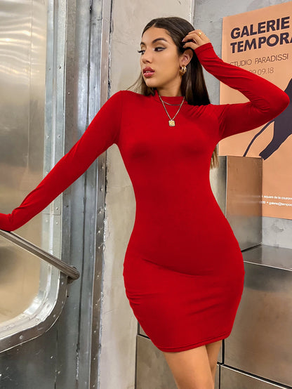 Viral Vault™ Long Sleeve Slim Bodycon Mini Dress