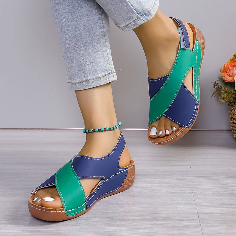 Viral Vault™  Contrast Color Wedge Sandals