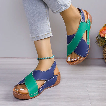Viral Vault™  Contrast Color Wedge Sandals