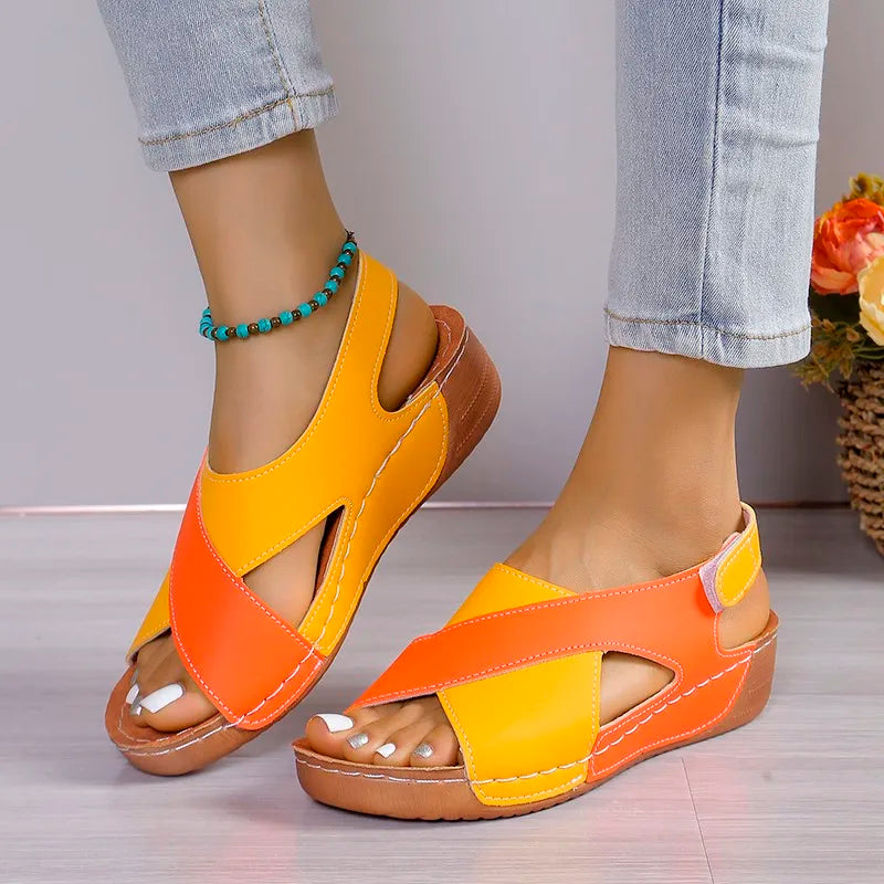 Viral Vault™  Contrast Color Wedge Sandals