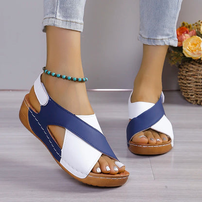 Viral Vault™  Contrast Color Wedge Sandals