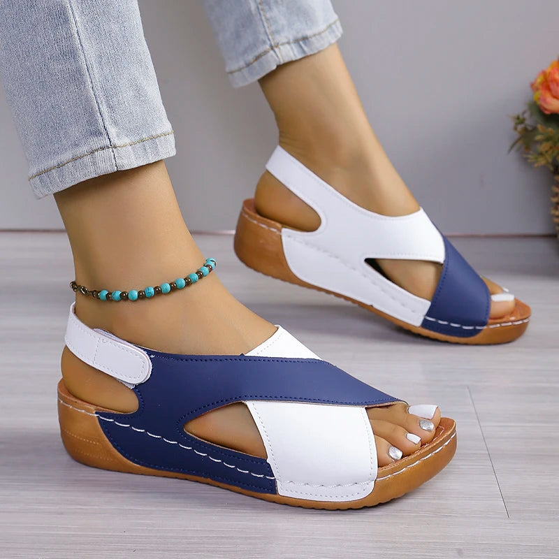 Viral Vault™  Contrast Color Wedge Sandals