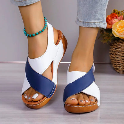 Viral Vault™  Contrast Color Wedge Sandals