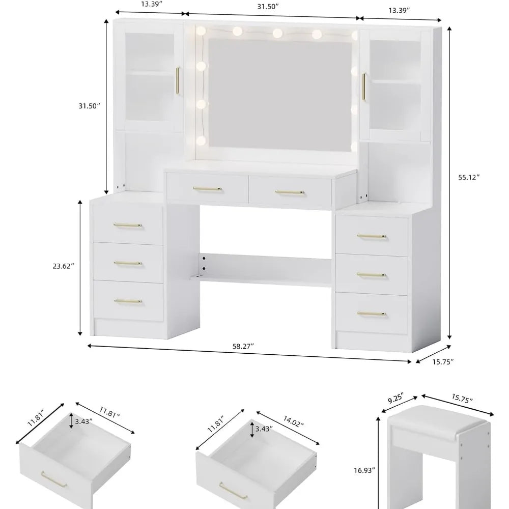 Viral Vault™ White Vanity with Mirror