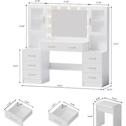 Viral Vault™ White Vanity with Mirror