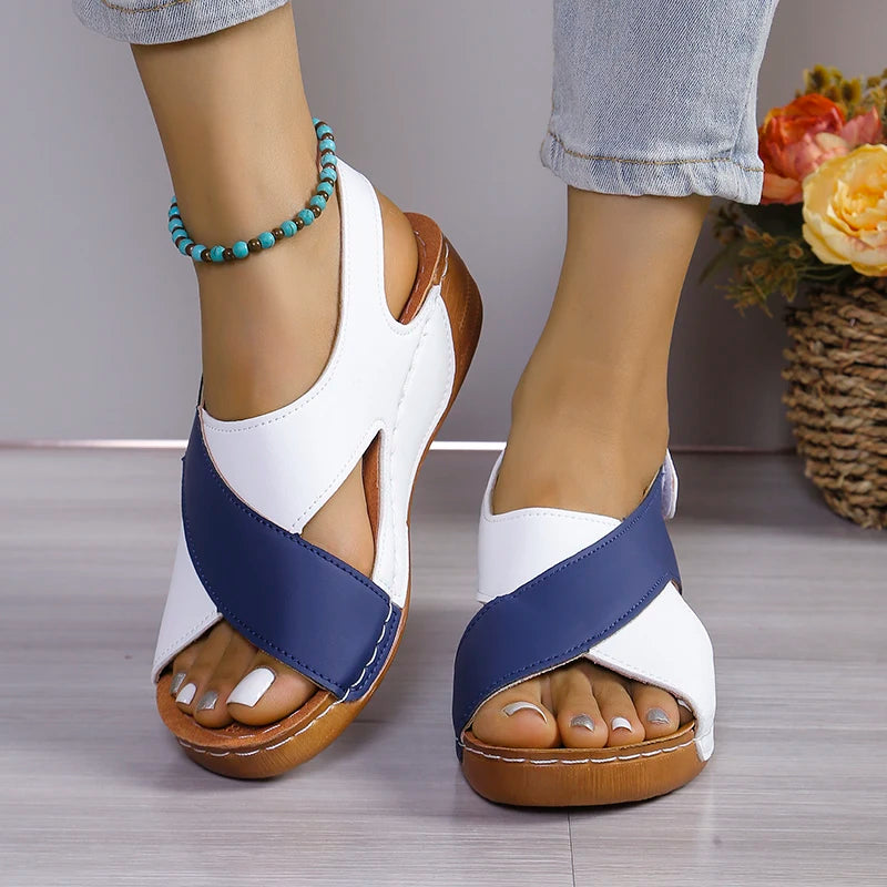 Viral Vault™  Contrast Color Wedge Sandals
