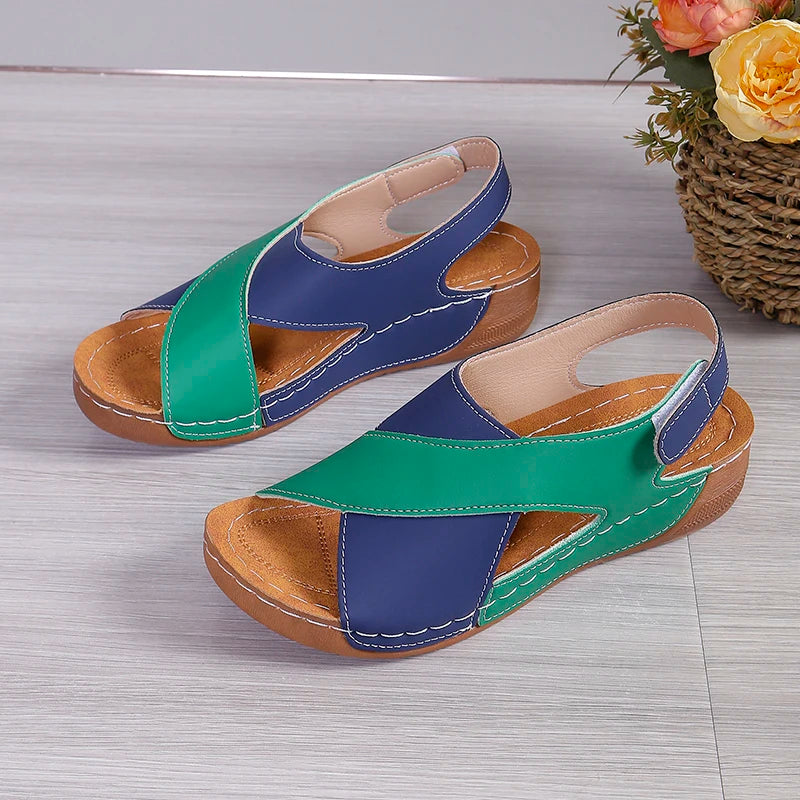 Viral Vault™  Contrast Color Wedge Sandals
