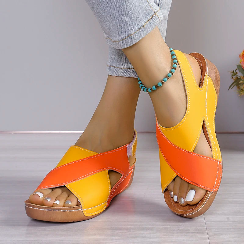 Viral Vault™  Contrast Color Wedge Sandals
