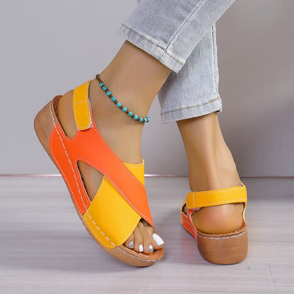 Viral Vault™  Contrast Color Wedge Sandals