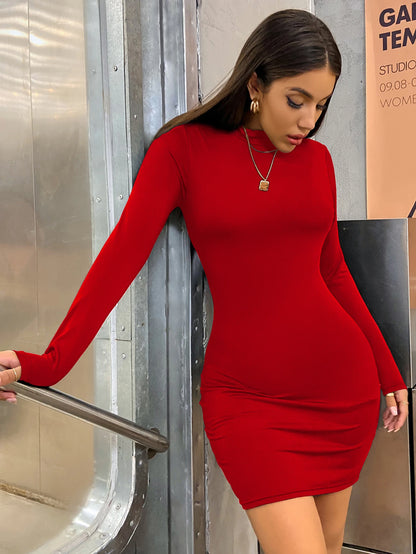 Viral Vault™ Long Sleeve Slim Bodycon Mini Dress
