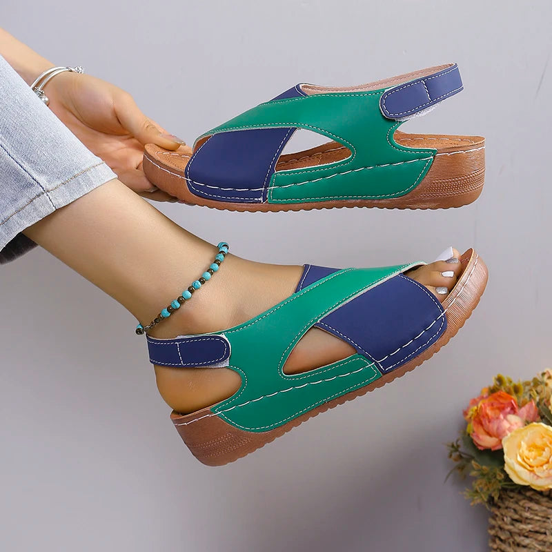 Viral Vault™  Contrast Color Wedge Sandals